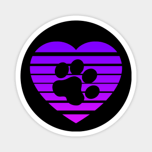 Cat Paw Heart Valentine - Purple Pink Gradient Magnet